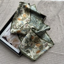 100 Mulberry Silk Long Skinny Scarf Double-Sided Print Neck Hairband Kerchief