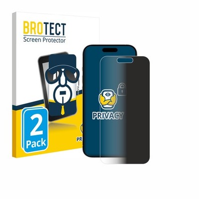 2x Blickschutz Folie für Apple iPhone 15 / 15 Pro Displayschutz Privacy