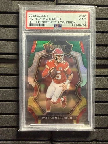 2022 Select Patrick Mahomes II Die-Cut Green/Yellow PSA 9