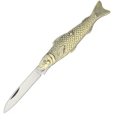 Novelty Fish Folding Knife Metal Alloy Handle Stainless Blade