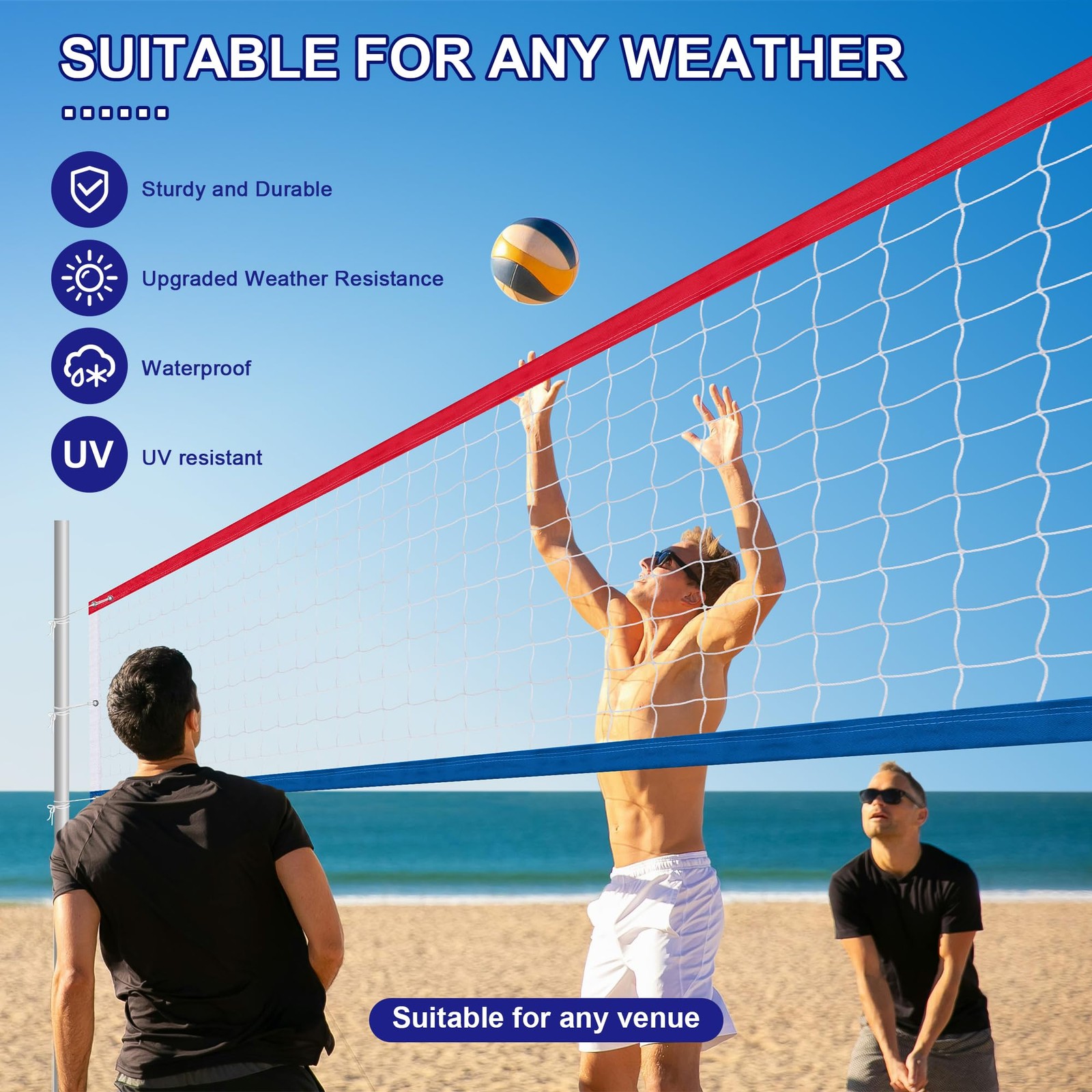 Volleyball Net Outdoor,Upgraded Professional Heavy Duty Weatherproof with Ste...