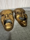 VTG Solid Brass Theater Masks Pair Comedy/Tragedy Wall Hanging Masks 7" INDIA — photo 2