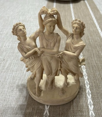 Vintage Dancing Three Graces by Canova Statuette Signed G. Ruggeri Italy 9 1/2''