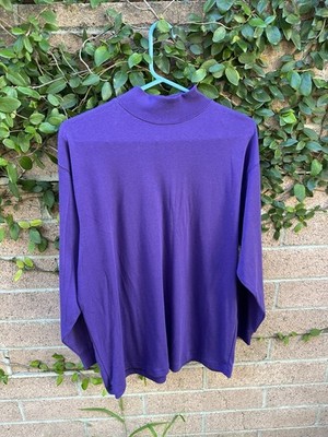 Vintage Essential Elements Turtleneck Long Sleeve ~ Size L Purple Comfy 1990 s
