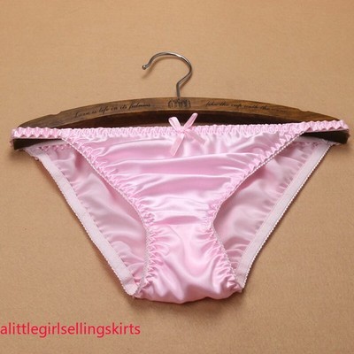 2 Pair Women 100 Silk Panties String Bikinis Bow Cute Underwear Knickers Bottoms