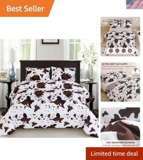 Contemporary Queen Cow Print Bedding Set - Includes Comforter  Pillowcases