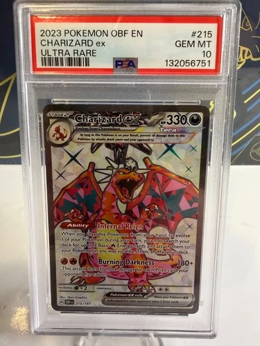 Pokémon Charizard ex 215/197 SV03: Obsidian Flames Holo PSA 10