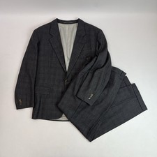 Vintage Hugo Boss Checked Wool 2 Piece Suit In Dark Grey US40 EU50