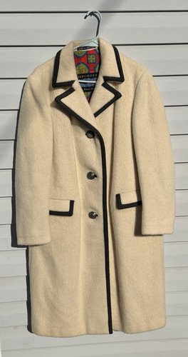 Lodenfrey, Vintage Lodenfrey Coat Womens Cream Wool Mohair 60s Austria Boho Retro M/L
