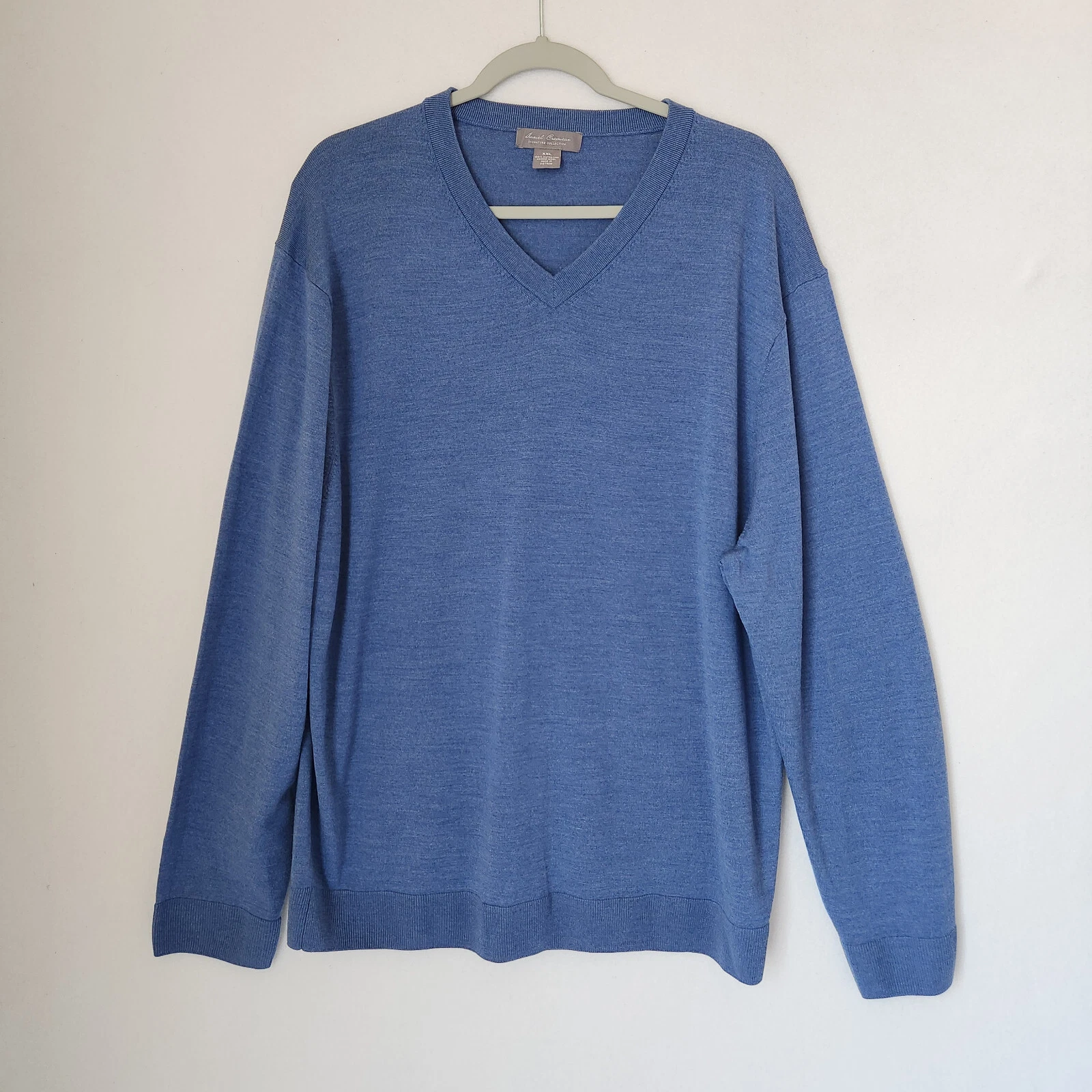 Daniel Cremieux 100% Extrafine Merino Wool V-Neck Sweater Pullover Blue Mens XXL