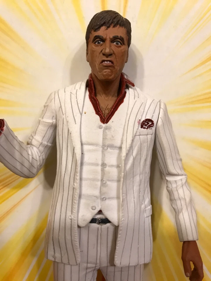 NECA Reel Toys SCARFACE Tony Montana traje blanco 1:12 7” 2007 Pacino dueño de adulto Foto 3 de 4