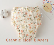  Size 100 Organic Cloth Diaper - Flower Washable 