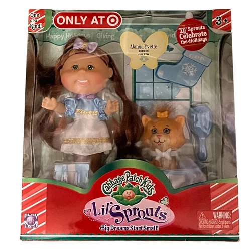 NIB Cabbage Patch Kids Lil' Sprouts Alanna 6/22 Doll Cat & Accessories Target