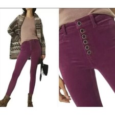 Anthropologie Pilcro 27 High-Rise Button-Fly Skinny Corduroy Pants Mulberry 110