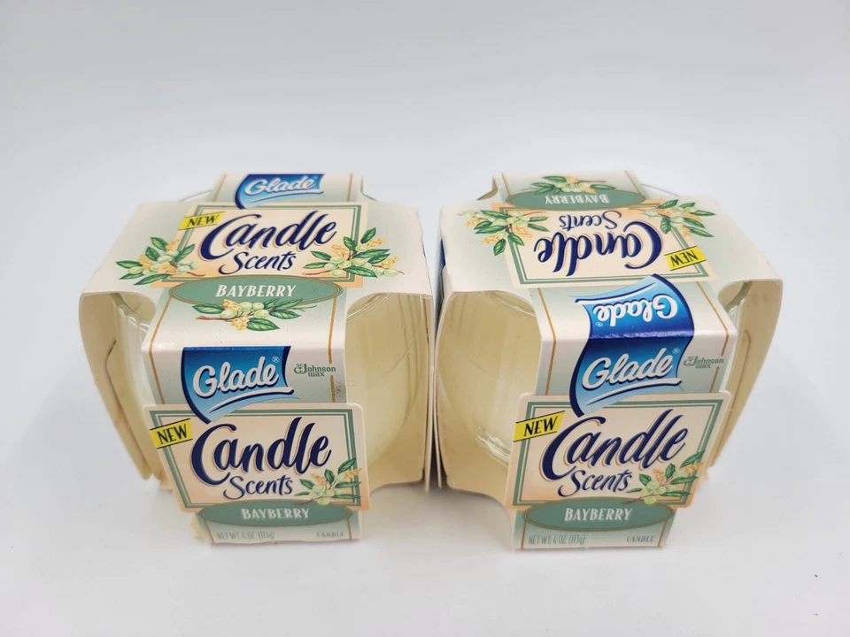 Velas Bayberry Glade Scents 4 oz 1997 hechas en Canadá. ¡Nuevo! Raro 2 Vintage Foto 2 de 4