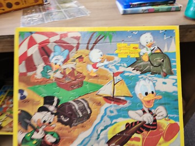 Vintage Walt Disney Children's Puzzle Donald Duck family sea shore