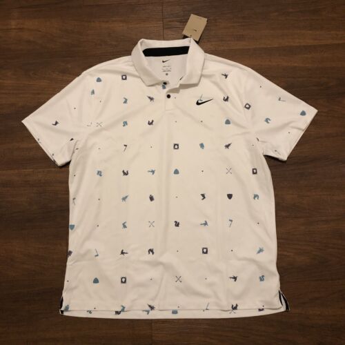 NEW Nike Golf Polo Shirt White Men’s Size XL Printed FQ0426