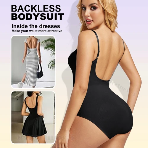 Body para mujer espalda baja control abdomen sin costuras espalda sin espalda modelador calzoncillos top - Imagen 4 de 44