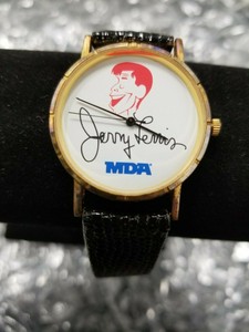 Time Zone Jerry Lewis MDA Promotion Watch Gold Tone Black Band Works | eBay