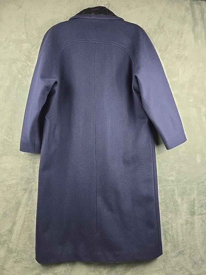 Abrigo de vestir de lana DonnyBrook para mujer 14P azul hecho en Ucrania cuello largo de piel sintética Foto 2 de 4