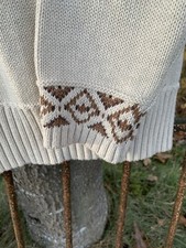 100% Cotton Cowl Neck Sweater Light Beige/Brown Size Large