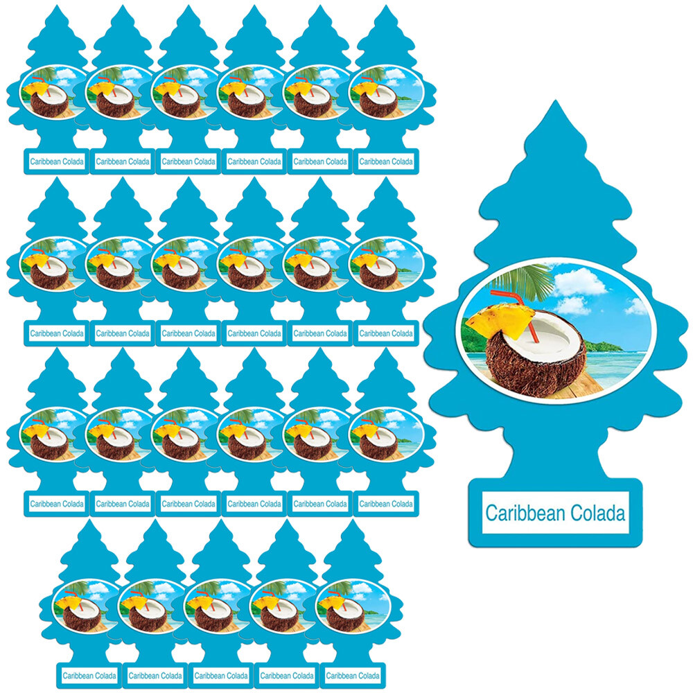LITTLE TREES Car Air Freshener, Caribbean Colada, 24 Pack