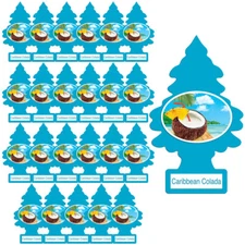 LITTLE TREES Car Air Freshener, Caribbean Colada, 24 Pack