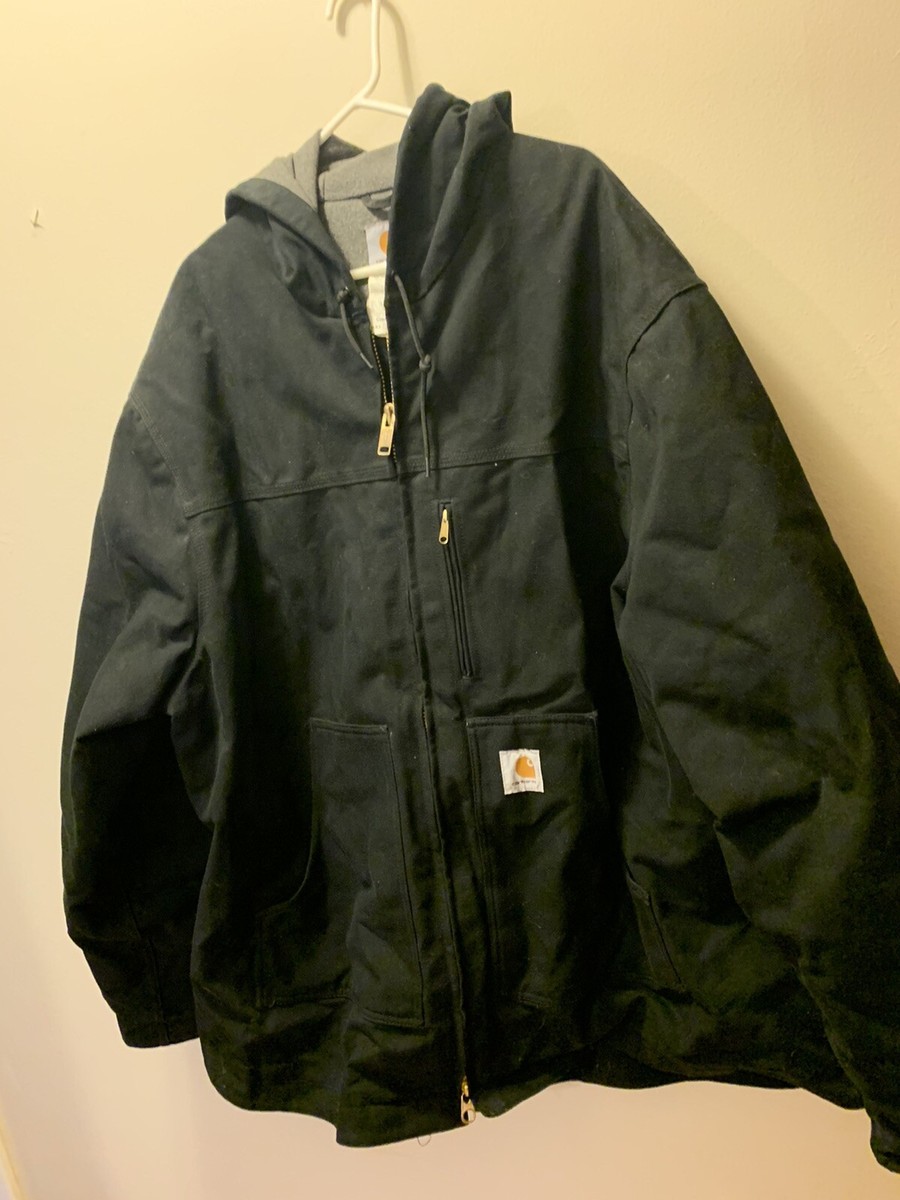 Carhartt ブラック フルジップ ジャケット L Rain Defender® Relaxed Fit Midweight Sherpa-Lined Full-Zip