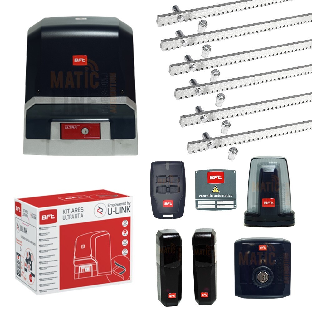 BFT KIT ARES ULTRA BT A1500 24V MAX 1500 KG 6MT CREMAGLIERA IN ACCIAIO 2604051
