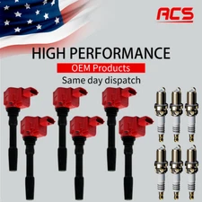 6X OEM Ignition Coil +Iridium Spark Plug for Maserati Ghibli Quattroporte 288233