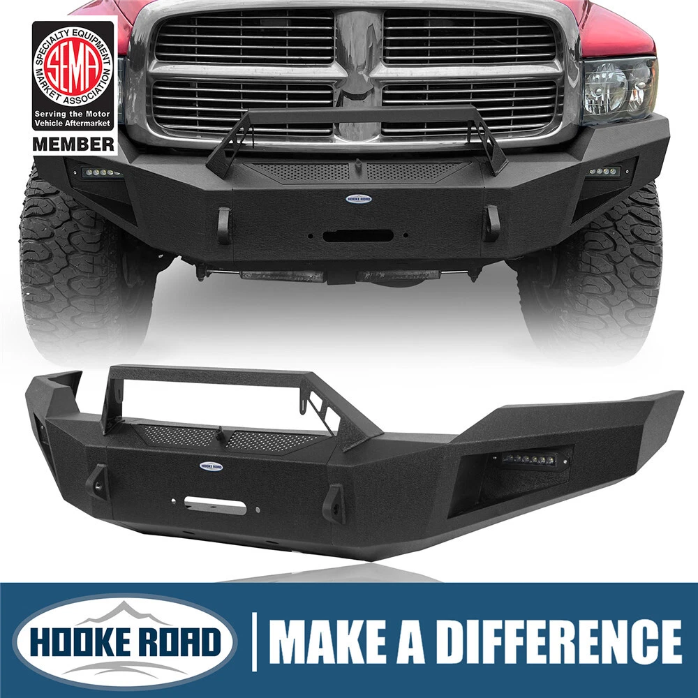 Hooke Road Front Bumper Assembly For 2003 2005 Dodge Ram 2500 3500 w LED Lights