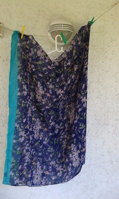Tuch Schal Blue Motion Loop Blumen print Muster L 95 cm x B 85 cm