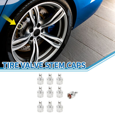 9x15MM Car Tire Valve Stem Caps Wheel Valve Cap Silver Tone for Car SUV RV 10pcs