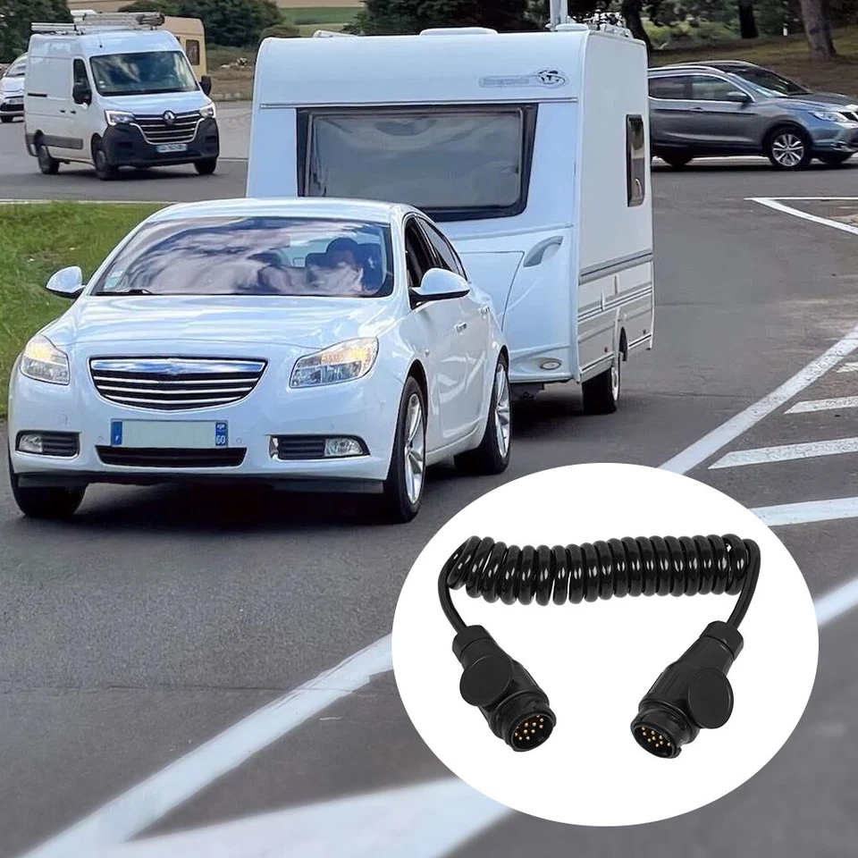 13 Pin Male to Male Trailer Cable Adapter Plug Coiled Extension Cable Lead 3M UK - Image 4 of 4
