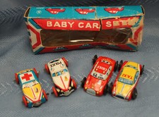 VTG 1950s Miniature Tin Litho Toy Motor-Car Set of 4 - RARE - Japan Made w/box