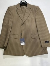 Mens Zino Tan Striped Wool Two Piece Suit Size 40R NEW