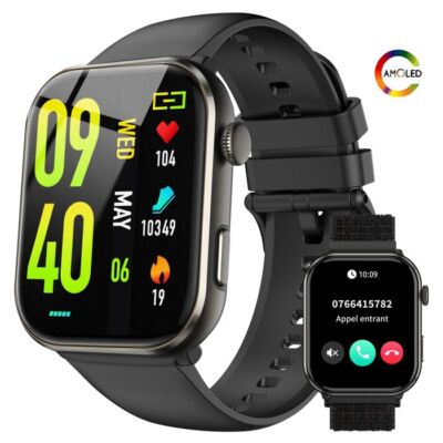 800mAh Blackview Smartwatch Herren Damen, AMOLED-Bildschirm Telefonfunktion Uhr