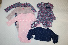 Baby Girls 6 PC LOT Jacket Dress L/S SHIRTS Navy FLOWERS Pink Gray NB 0-3 3-6 MO
