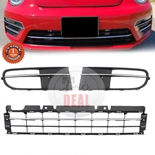 For 2012-2016 Volkswagen Beetle 3PCS Front Bumper Grille + Fog Light Bezel Cover