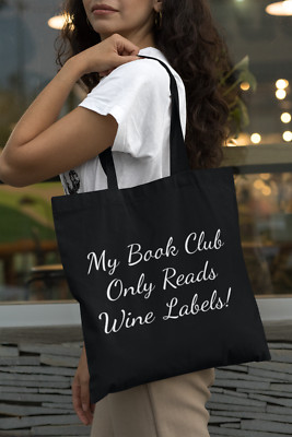 My Book Club liest nur Weinetiketten leichte Baumwolltragetasche Geschenk