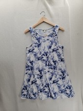 NWT About a Girl Tie Dye Ivory/Navy Sleeveless Soft Shirt Dress Size- Small