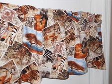 Curtain Valance Leopard Tiger Elephant Giraffe Zebra Wild Safari Postcard 42x13