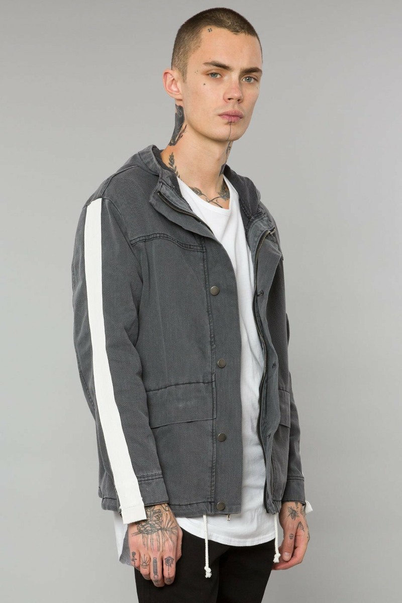 国内未入荷モデル Elwood Clothing Denim Parka デニムパーカー NWT $168 Elwood Clothing - Vintage Black Washed Denim Parka