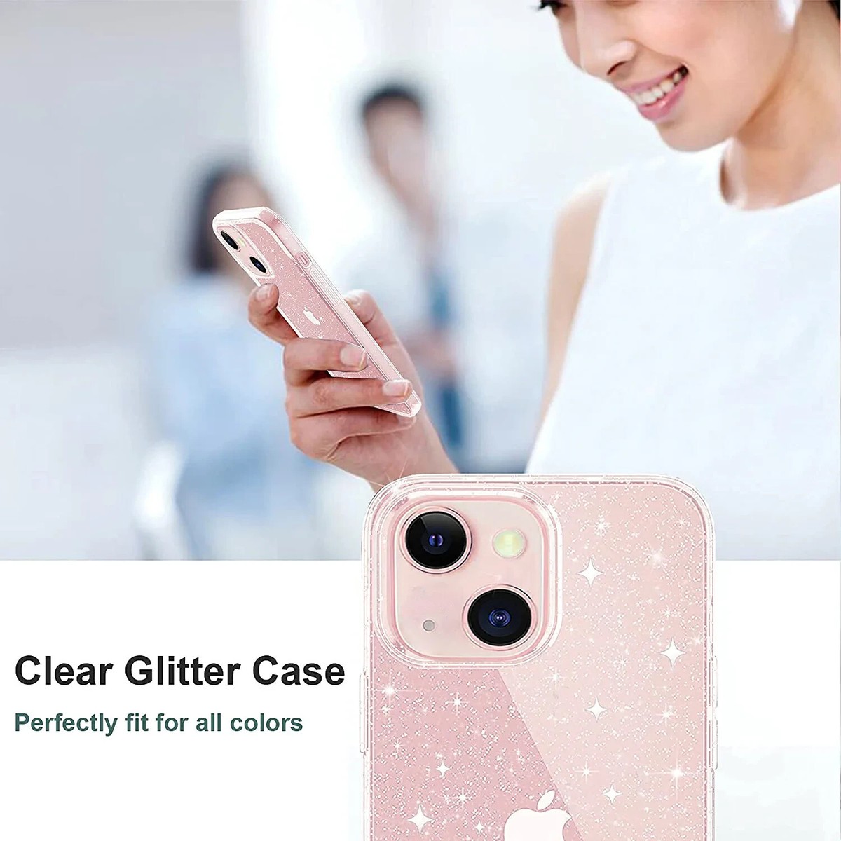 Cover Glitterata Verco Per IPhone 13 Mini – Custodia In Silicone TPU, Antiscivolo, Protezione Bordi, Rosa