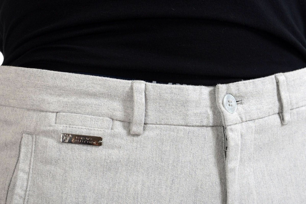 【関税＆送料込み】Versace Silver Pants Versace Collection Men's Light Gray Casual Pants Size 30 32