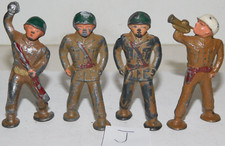 Old BARCLAY 1950s Lead Dimestore, Podfoot Soldiers In Action Poses, 4 Pieces J