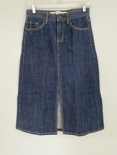 Vintage Gap Womens Size 1 Front Slit Long Maxi Modest Denim Jean Skirt