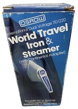 Vintage Osrow Dual Voltage World Travel Iron/Steamer  220V Adapter