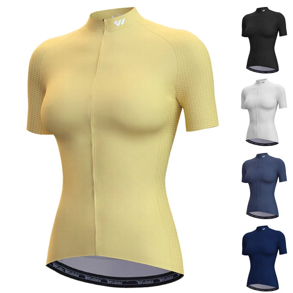 WULIBIKE Damen Radfahren Jersey kurze Ärmel atmungsaktiv Mesh Straße Radfahren Shirt
