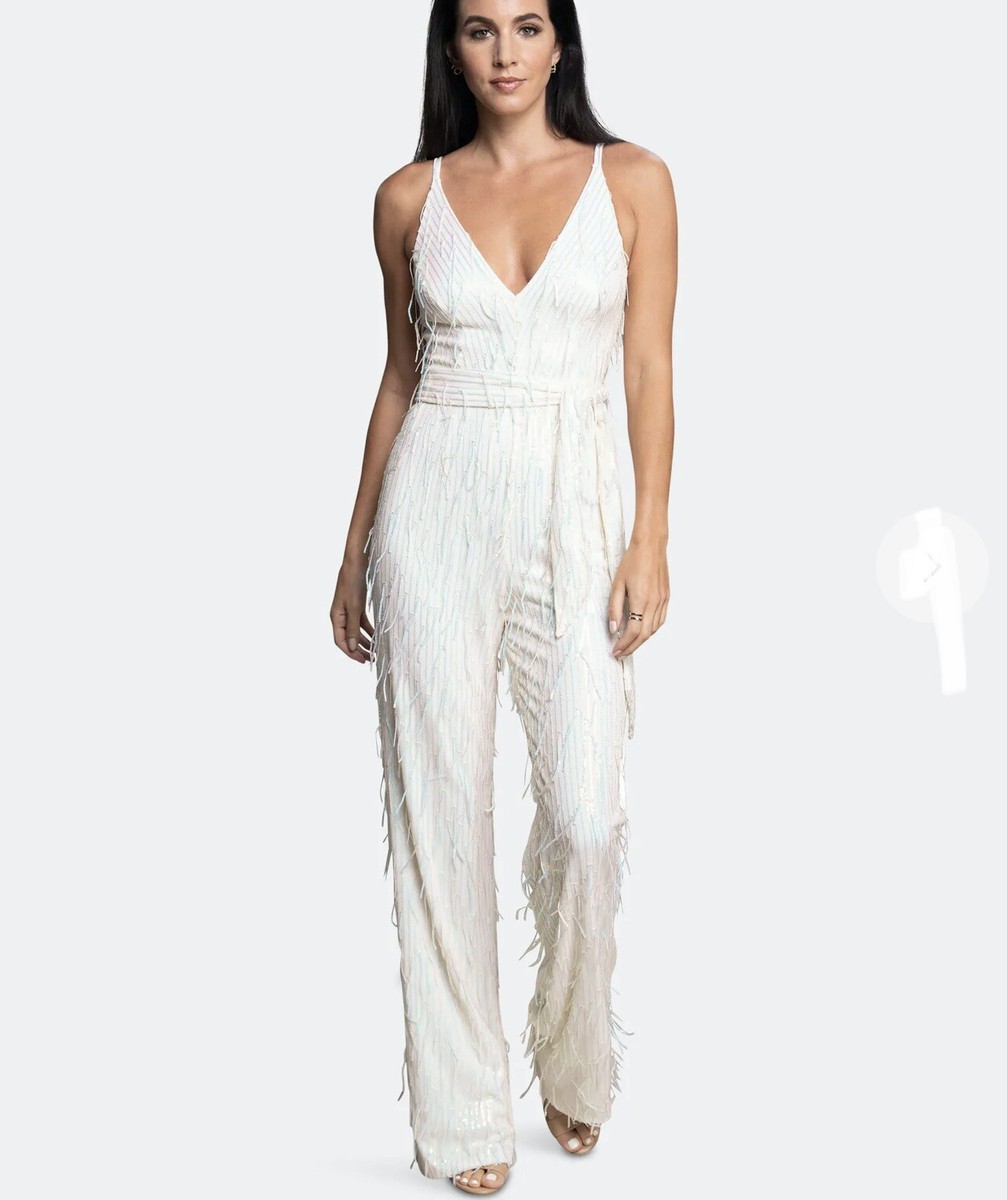 open lace back dress Adabella | White Satin Strapless One-Sleeve Straight-Leg Jumpsuit